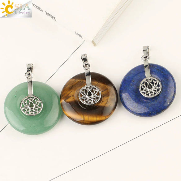 Natural Crystal Lotus Buckle Pendant Necklace With Multicolor Crystal Ball Chain Simple Jewelry