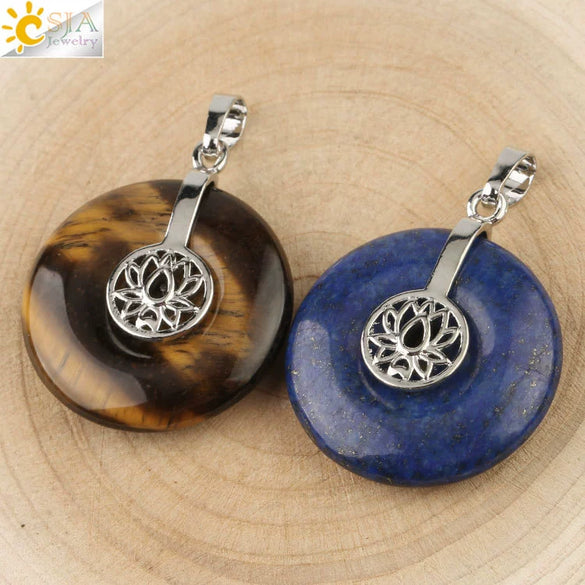 Natural Crystal Lotus Buckle Pendant Necklace With Multicolor Crystal Ball Chain Simple Jewelry