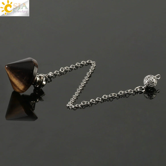Natural Crystal Obsidian Cone Pendulum Minimalist Stone Jewelry Reiki Accessory Multi Color Gemstone Pendant
