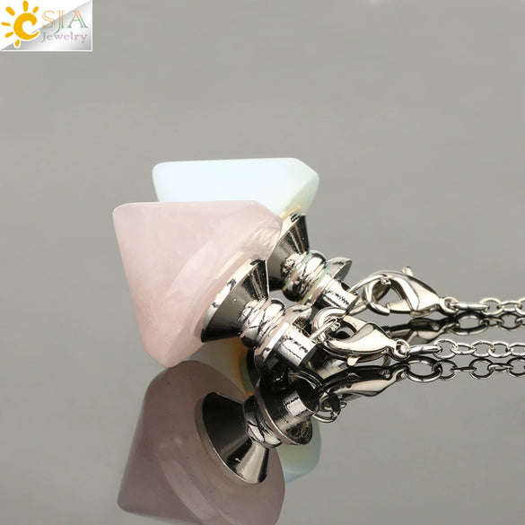 Natural Crystal Obsidian Cone Pendulum Minimalist Stone Jewelry Reiki Accessory Multi Color Gemstone Pendant