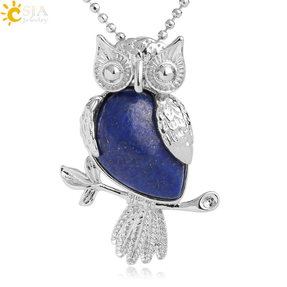Natural Crystal Owl Pendant Necklace Minimalist Animal Ball Chain Necklace For Women Classic Creative Jewelry