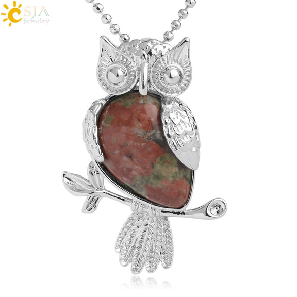 Natural Crystal Owl Pendant Necklace Minimalist Animal Ball Chain Necklace For Women Classic Creative Jewelry