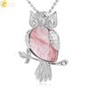 Natural Crystal Owl Pendant Necklace Minimalist Animal Ball Chain Necklace For Women Classic Creative Jewelry