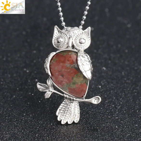 Natural Crystal Owl Pendant Necklace Minimalist Animal Ball Chain Necklace For Women Classic Creative Jewelry