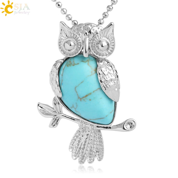 Natural Crystal Owl Pendant Necklace Minimalist Animal Ball Chain Necklace For Women Classic Creative Jewelry