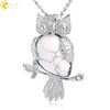Natural Crystal Owl Pendant Necklace Minimalist Animal Ball Chain Necklace For Women Classic Creative Jewelry