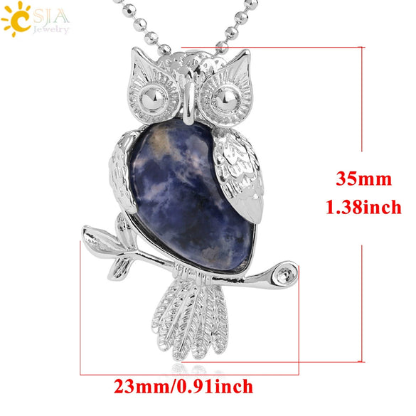 Natural Crystal Owl Pendant Necklace Minimalist Animal Ball Chain Necklace For Women Classic Creative Jewelry