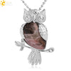 Natural Crystal Owl Pendant Necklace Minimalist Animal Ball Chain Necklace For Women Classic Creative Jewelry