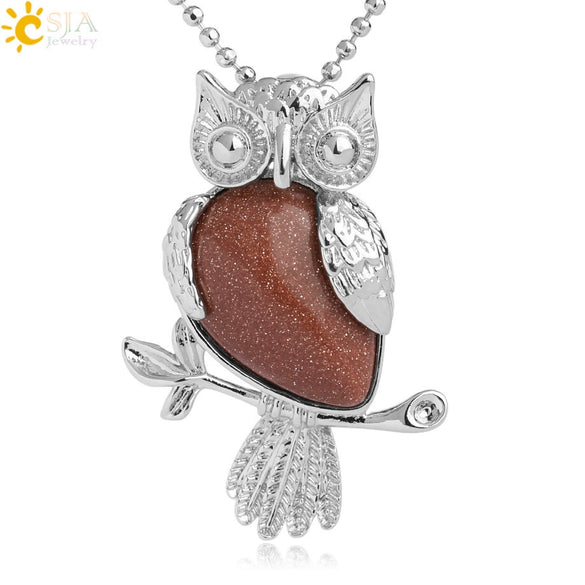 Natural Crystal Owl Pendant Necklace Minimalist Animal Ball Chain Necklace For Women Classic Creative Jewelry