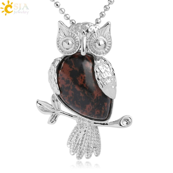 Natural Crystal Owl Pendant Necklace Minimalist Animal Ball Chain Necklace For Women Classic Creative Jewelry
