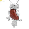 Natural Crystal Owl Pendant Necklace Minimalist Animal Ball Chain Necklace For Women Classic Creative Jewelry