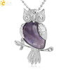 Natural Crystal Owl Pendant Necklace Minimalist Animal Ball Chain Necklace For Women Classic Creative Jewelry