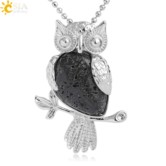 Natural Crystal Owl Pendant Necklace Minimalist Animal Ball Chain Necklace For Women Classic Creative Jewelry