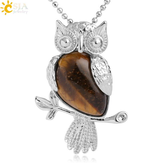 Natural Crystal Owl Pendant Necklace Minimalist Animal Ball Chain Necklace For Women Classic Creative Jewelry