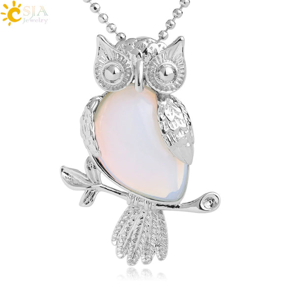 Natural Crystal Owl Pendant Necklace Minimalist Animal Ball Chain Necklace For Women Classic Creative Jewelry