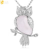 Natural Crystal Owl Pendant Necklace Minimalist Animal Ball Chain Necklace For Women Classic Creative Jewelry