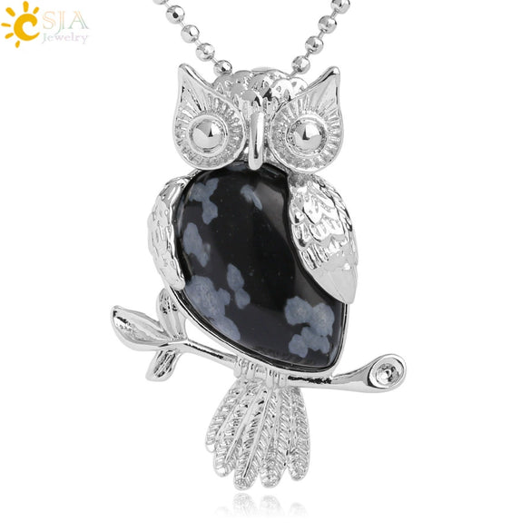 Natural Crystal Owl Pendant Necklace Minimalist Animal Ball Chain Necklace For Women Classic Creative Jewelry