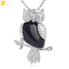 Natural Crystal Owl Pendant Necklace Minimalist Animal Ball Chain Necklace For Women Classic Creative Jewelry