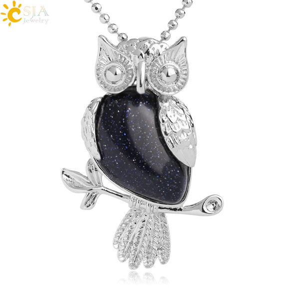 Natural Crystal Owl Pendant Necklace Minimalist Animal Ball Chain Necklace For Women Classic Creative Jewelry
