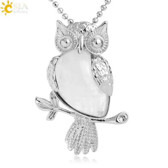 Natural Crystal Owl Pendant Necklace Minimalist Animal Ball Chain Necklace For Women Classic Creative Jewelry