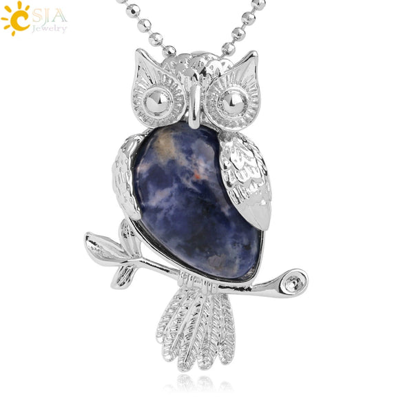 Natural Crystal Owl Pendant Necklace Minimalist Animal Ball Chain Necklace For Women Classic Creative Jewelry