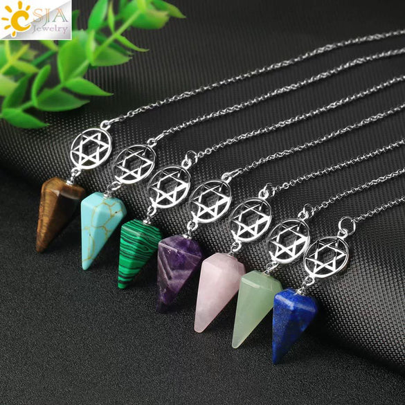 Natural Crystal Six Pointed Star Spirit Pendant Minimalist Electroplated Semi Precious Stone Jewelry Gift