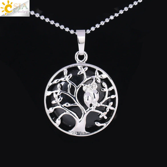 Natural Crystal Small Animal Owl Pendant Necklace Semiprecious Stone Alloy Copper Electroplated Minimalist Fashion Jewelry