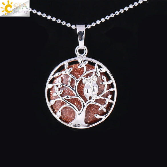 Natural Crystal Small Animal Owl Pendant Necklace Semiprecious Stone Alloy Copper Electroplated Minimalist Fashion Jewelry