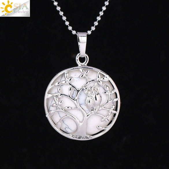 Natural Crystal Small Animal Owl Pendant Necklace Semiprecious Stone Alloy Copper Electroplated Minimalist Fashion Jewelry