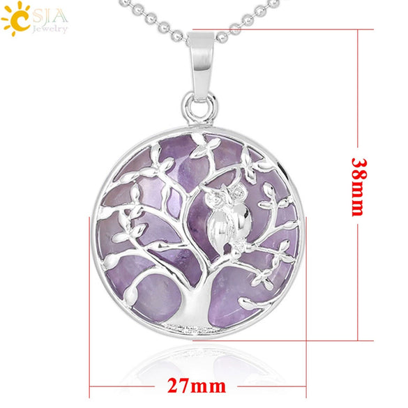 Natural Crystal Small Animal Owl Pendant Necklace Semiprecious Stone Alloy Copper Electroplated Minimalist Fashion Jewelry