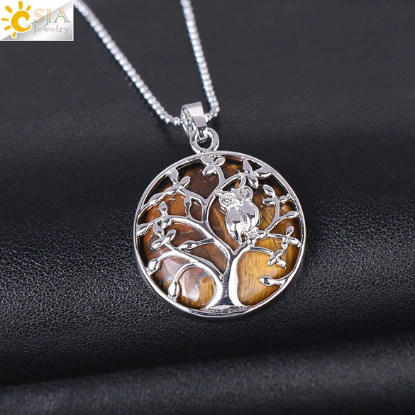 Natural Crystal Small Animal Owl Pendant Necklace Semiprecious Stone Alloy Copper Electroplated Minimalist Fashion Jewelry