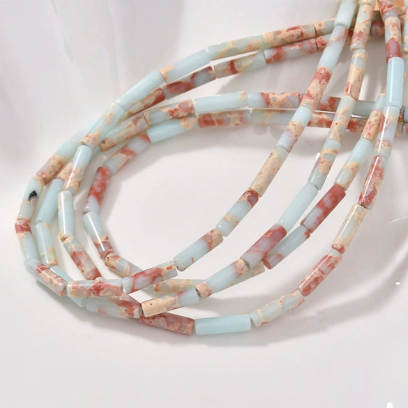 Natural Crystal Stone And Synthetic Stone Cylindrical Loose Beads For Jewelry Accessories