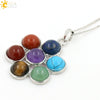 Natural Crystal Stone Pendant Necklace With Electroplated Ball Chain Simple Colorful Personality Jewelry For Unisex Couple Style