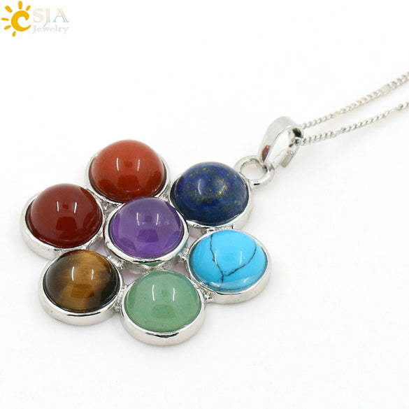 Natural Crystal Stone Pendant Necklace With Electroplated Ball Chain Simple Colorful Personality Jewelry For Unisex Couple Style