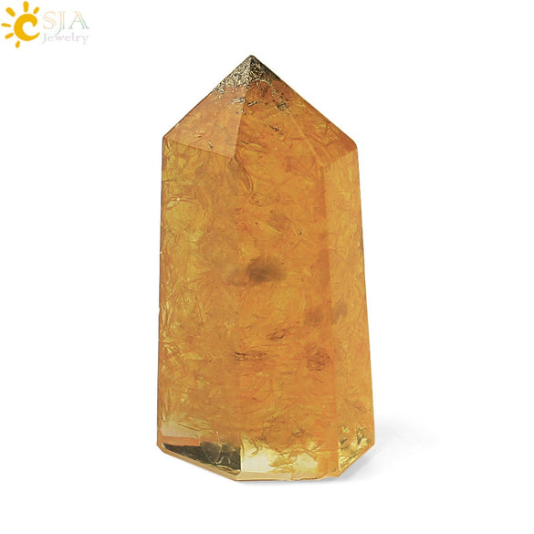Natural Crystal Stone Resin Hexagonal Prism Pendulum Ornament With Dripping Glue Craftsmanship