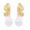 Natural Freshwater Baroque Pearl Earrings Retro Butterfly Alien Shape For Women