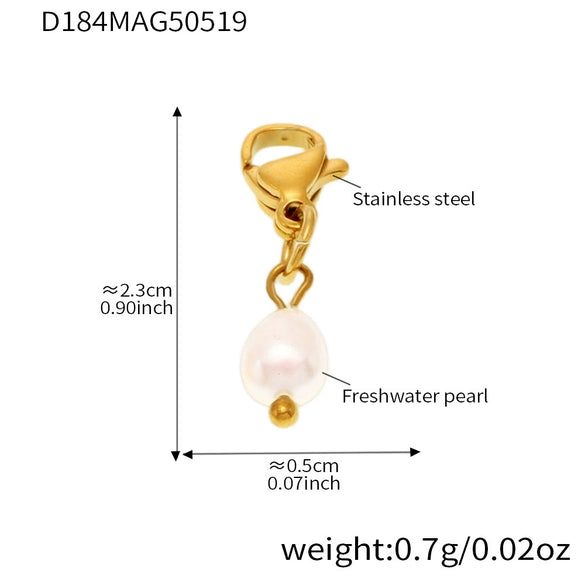 Natural Freshwater Pearl Conch Shell Bracelet And Anklet In 316L Stainless Steel With Geometric Pattern And Electroplating For Women In Marine Series