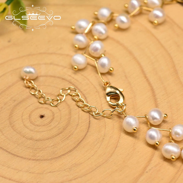 Natural Freshwater Pearl Double Layer Clavicle Chain With Geometric Design For Women Spring And Summer Jewelry Gift