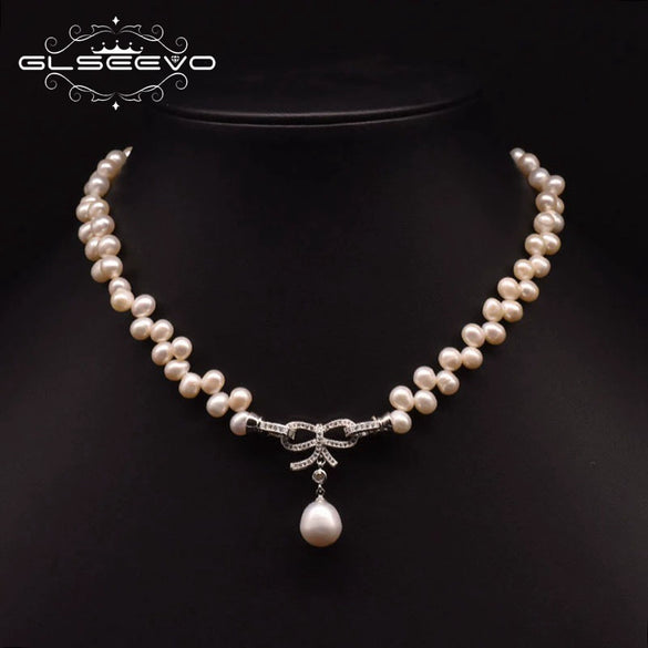 Natural Freshwater Pearl Double Layer Clavicle Chain With Geometric Design For Women Spring And Summer Jewelry Gift