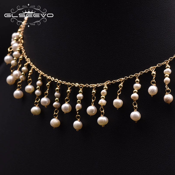 Natural Freshwater Pearl Double Layer Clavicle Chain With Geometric Design For Women Spring And Summer Jewelry Gift