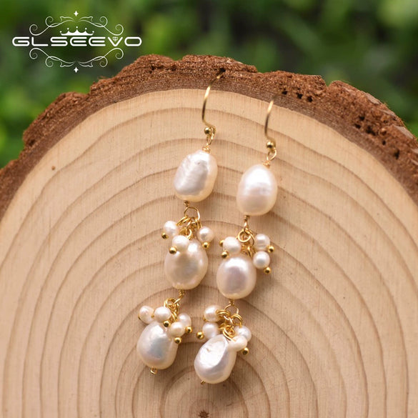 Natural Freshwater Pearl Drop Shape Retro Women's Earrings