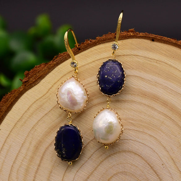 Natural Freshwater Pearl Drop Shape Retro Women's Earrings