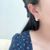 Natural Freshwater Pearl Earrings Alloy Inlaid With Artificial Gemstones And Semiprecious Stones Oblate And Flat Roundbun Round Shape French Retro Style For Women