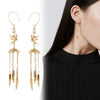 Natural Freshwater Pearl Earrings Copper Retro Geometric Tassel Long Ear Jewelry