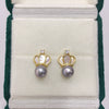 Natural Freshwater Pearl Earrings Feminine Exquisite Sea Shell Crown Style 18K Goldfilled Oblate Shape