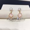 Natural Freshwater Pearl Earrings For Women Alloy Inlaid With Artificial Gemstones And Semiprecious Stones Oblate Flat Round Bun Round Shape