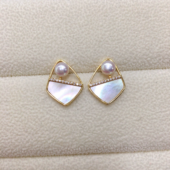 Natural Freshwater Pearl Earrings For Women Oblate Shape