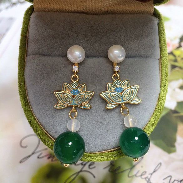Natural Freshwater Pearl Earrings For Women S925 Sterling Silver Oblate Style