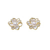Natural Freshwater Pearl Earrings For Women S925 Sterling Silver Painted Goldedged Oblate Pearl Earrings Alloy Inlaid With Artificial Gemstones Semiprecious Stones