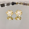 Natural Freshwater Pearl Earrings For Women S925 Sterling Silver Painted Goldedged Oblate Pearl Earrings Alloy Inlaid With Artificial Gemstones Semiprecious Stones